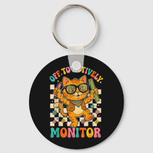Off to Actively Monitor Funny Teacher Cat State Key Ring