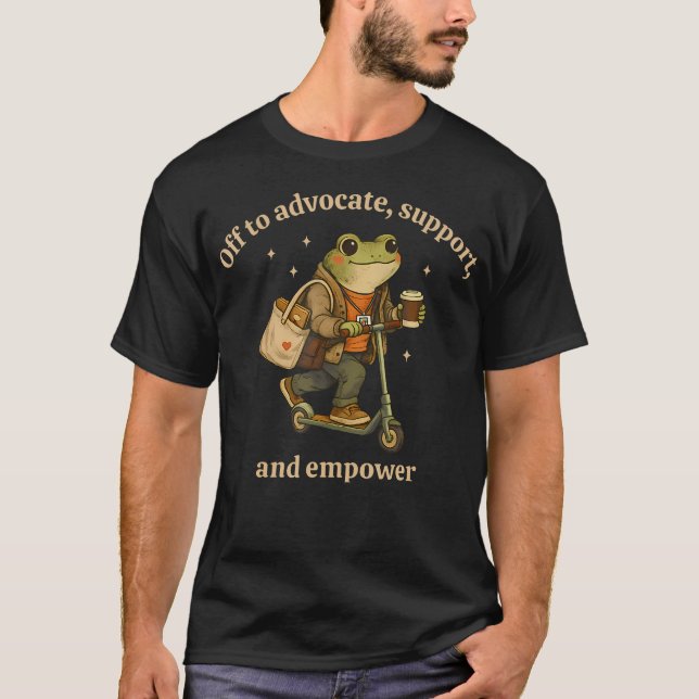 Off To Advocate Support And Empower Funny Frog T-Shirt (Front)