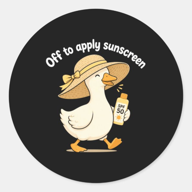 Off To Apply Sunscreen Design Classic Round Sticker (Front)