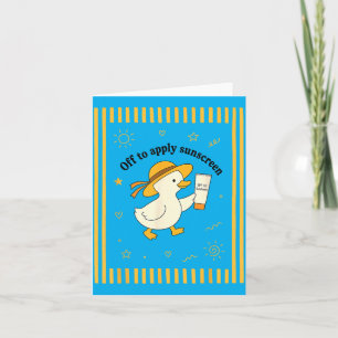 Off to Apply Sunscreen Duck Summer Beach Vacation Card