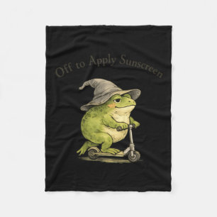 Off To Apply Sunscreen Frog Funny Summer Meme Fleece Blanket