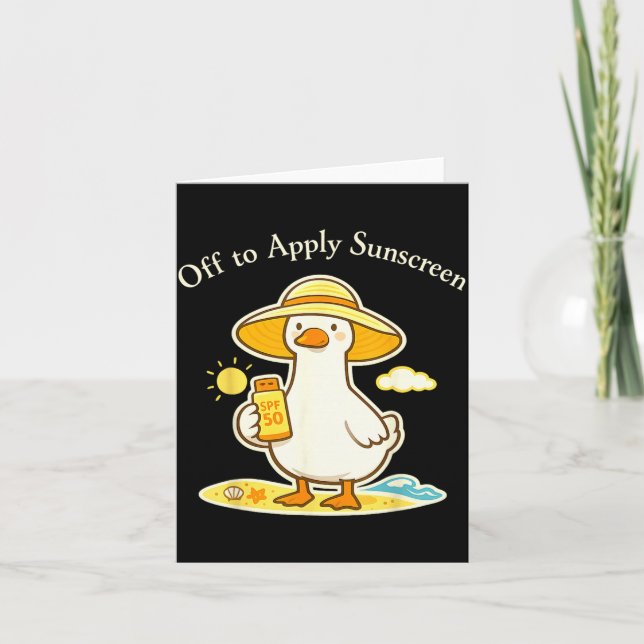 Off to Apply Sunscreen Goose Holiday Beach Trip Card (Front)
