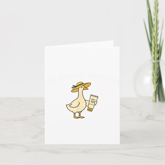 Off to Apply Sunscreen Goose Summer Beach Vacation Card (Front)