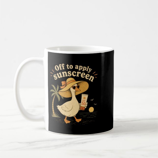 Off To Apply Sunscreen Goose Summer Beach Vacation Coffee Mug (Left)