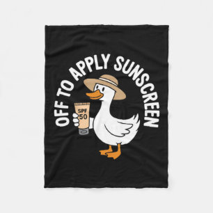 Off To Apply Sunscreen Goose Summer Beach Vacation Fleece Blanket