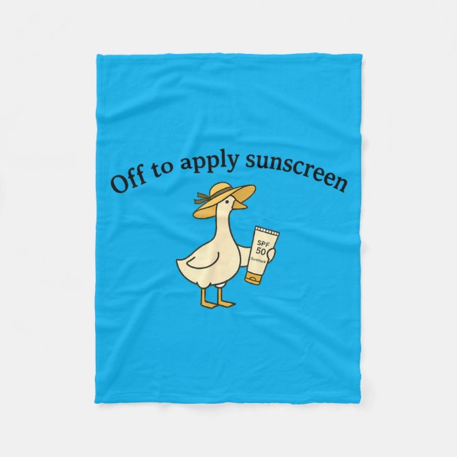 Off to Apply Sunscreen Goose Summer Beach Vacation Fleece Blanket (Front)