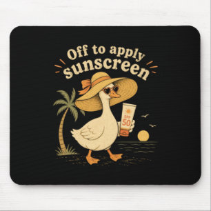 Off To Apply Sunscreen Goose Summer Beach Vacation Mouse Pad