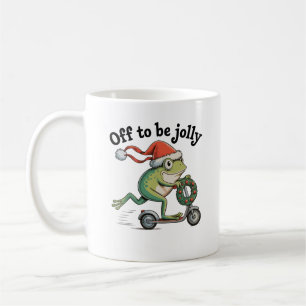 Off To Be Jolly – Christmas Frog on Scooter Coffee Mug