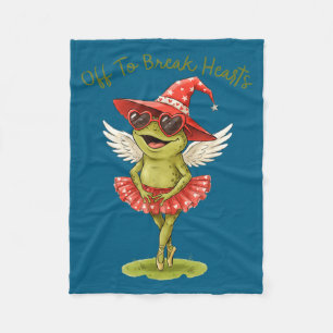 Off To Break Hearts Funny Frog Valentines Women Gi Fleece Blanket