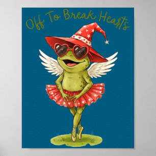 Off To Break Hearts Funny Frog Valentines Women Gi Poster