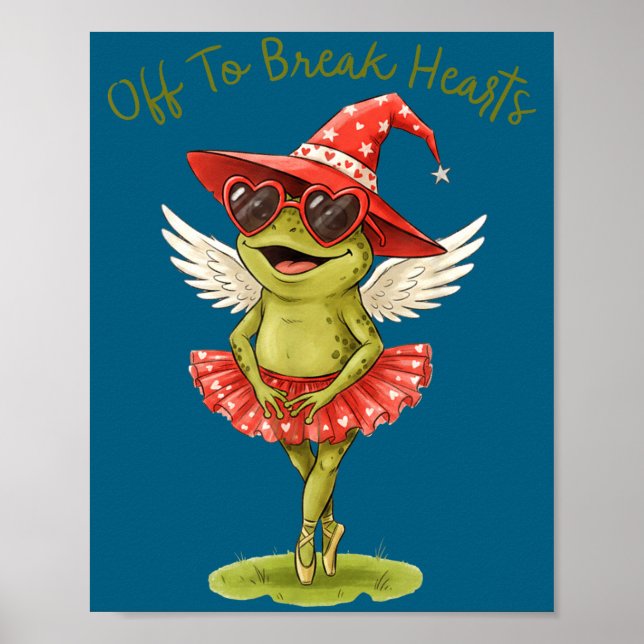 Off To Break Hearts Funny Frog Valentines Women Gi Poster (Front)