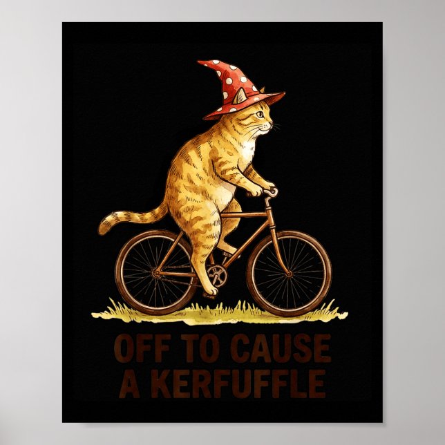 Off to Cause A Kerfuffle Bengal Cat Funny Poster (Front)