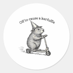 Off To Cause A Kerfuffle Capybara Scooter Chaos Fu Classic Round Sticker