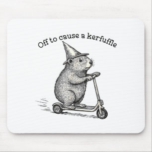 Off To Cause A Kerfuffle Capybara Scooter Chaos Fu Mouse Pad