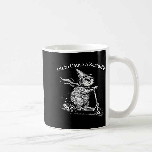 Off to cause a kerfuffle capybara scooter funny coffee mug (Right)