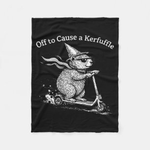 Off to cause a kerfuffle capybara scooter funny fleece blanket