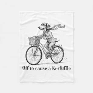 Off To Cause A Kerfuffle Cute Dachshund Fleece Blanket