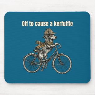 Off To Cause A Kerfuffle Dachshund Dog Funny Vinta Mouse Pad