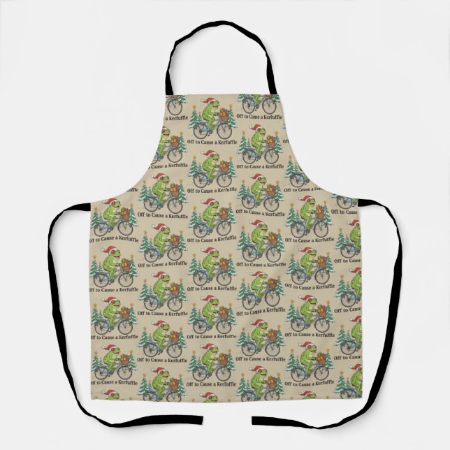 Off To Cause A Kerfuffle Frog Christmas Funny Meme Apron (Front)
