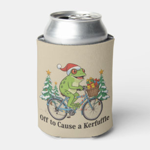 Off To Cause A Kerfuffle Frog Christmas Funny Meme Can Cooler
