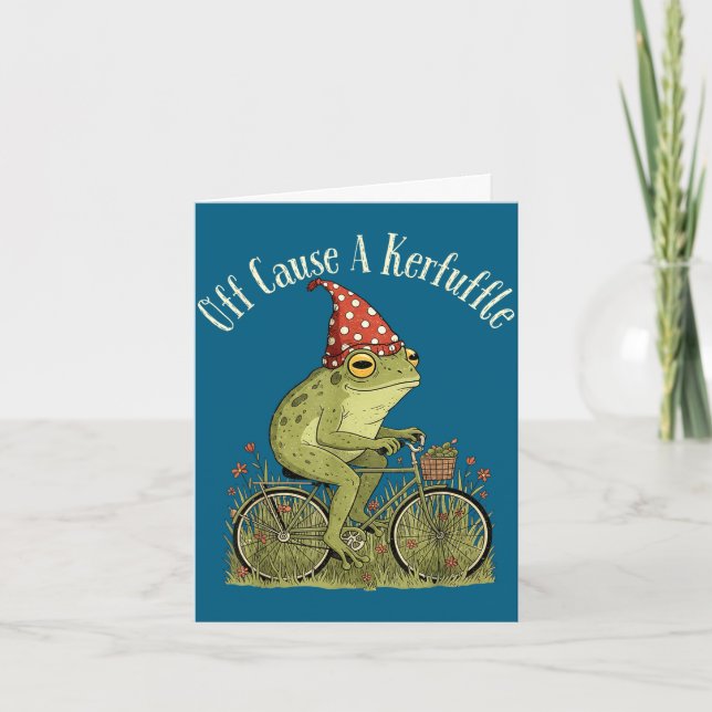 Off to cause a kerfuffle frog funny weirdcore card (Front)