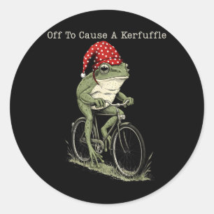 Off to Cause A Kerfuffle Frog Funny Weirdcore Classic Round Sticker