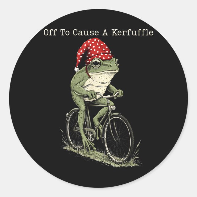 Off to Cause A Kerfuffle Frog Funny Weirdcore Classic Round Sticker (Front)