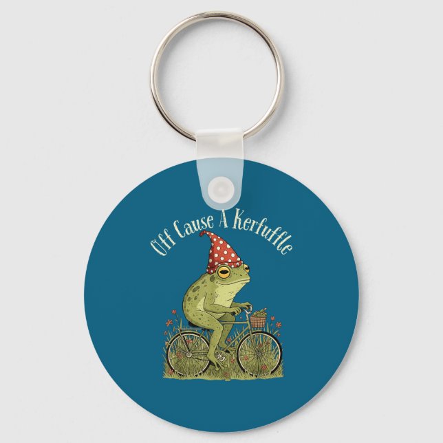 Off to cause a kerfuffle frog funny weirdcore key ring (Front)