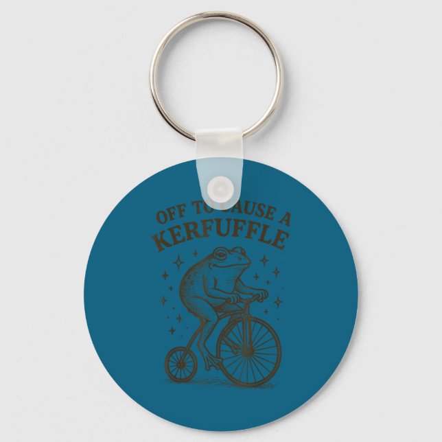 Off to cause a kerfuffle frog  key ring (Front)
