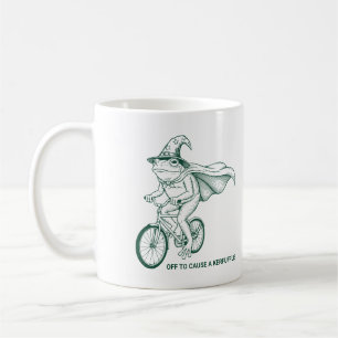 Off To Cause A Kerfuffle Frog On Bike Funny Animal Coffee Mug