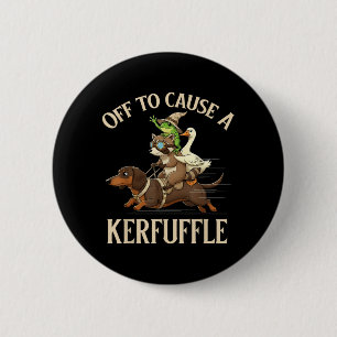 Off to Cause A Kerfuffle Frog Racoon Goose Riding 6 Cm Round Badge
