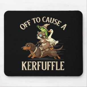 Off to Cause A Kerfuffle Frog Racoon Goose Riding Mouse Pad