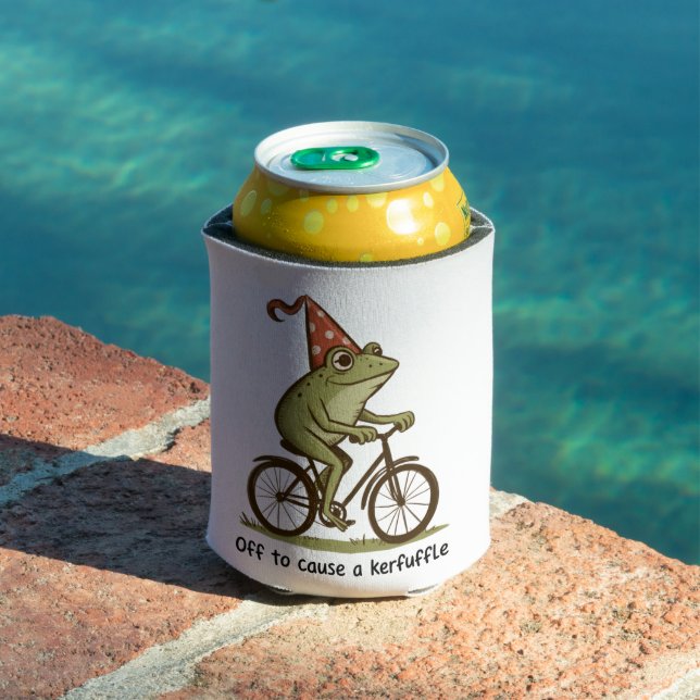 Off to Cause a Kerfuffle Frog Sarcastic Funny  Can Cooler (In Situ Pool)