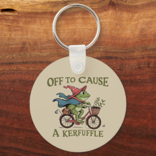 Off to Cause a Kerfuffle Frog Sarcastic Funny Meme Key Ring