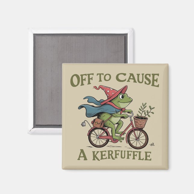 Off to Cause a Kerfuffle Frog Sarcastic Funny Meme Magnet (Front/Back)