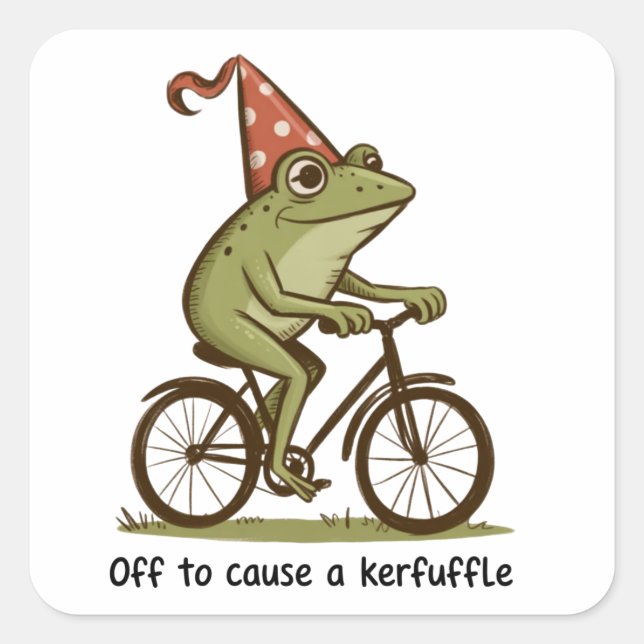 Off to Cause a Kerfuffle Frog Sarcastic Funny  Square Sticker (Front)
