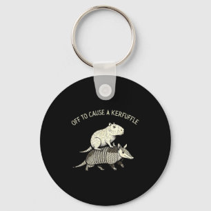 Off to cause a kerfuffle funny capybara armadillo key ring