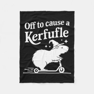 Off to cause a kerfuffle funny capybara joke meme fleece blanket