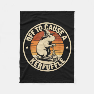 Off to cause a kerfuffle funny capybara joke meme fleece blanket