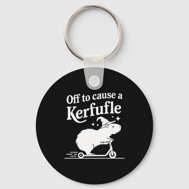 Off to cause a kerfuffle funny capybara joke meme  key ring (Front)