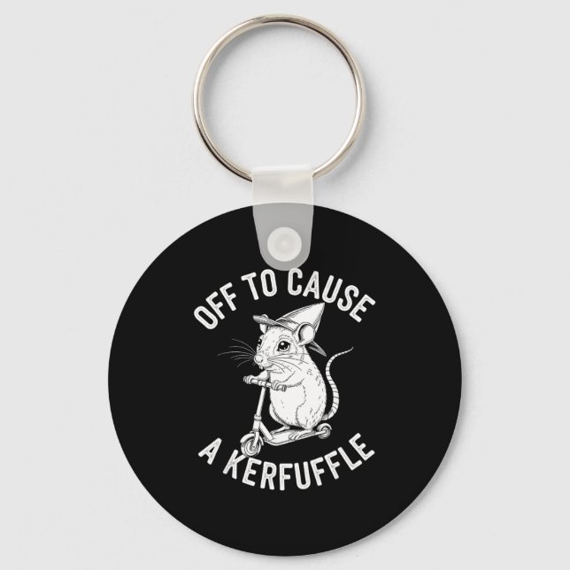 Off to cause a kerfuffle funny capybara joke meme  key ring (Front)