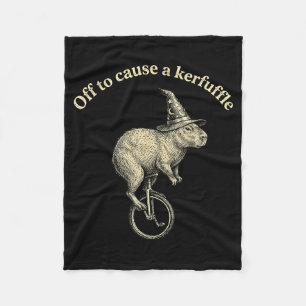 Off to cause a kerfuffle funny capybara meme fleece blanket
