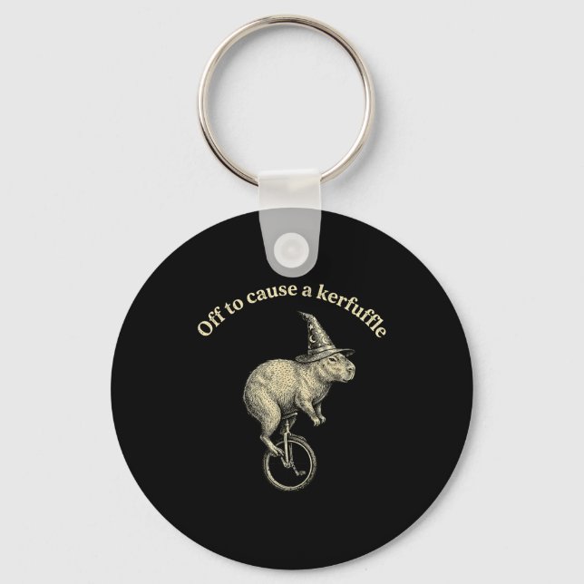 Off to cause a kerfuffle funny capybara meme  key ring (Front)