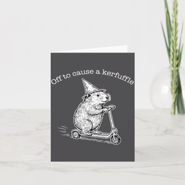 Off To Cause A Kerfuffle Funny Capybara Scooter Ch Card (Front)
