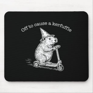 Off To Cause A Kerfuffle Funny Capybara Scooter Ch Mouse Pad