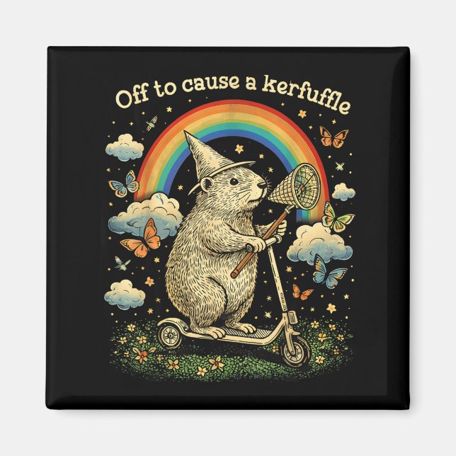 Off to Cause A Kerfuffle Funny Capybara Scooter Magnet (Front)