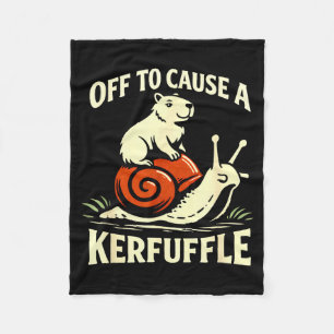 Off to cause a kerfuffle funny capybara snail fleece blanket