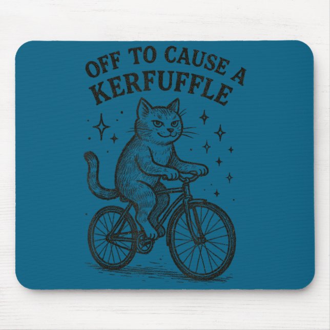 Off to cause a kerfuffle funny cat  mouse pad (Front)