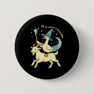 Off To Cause A Kerfuffle Funny Chaotic Weird Anima 6 Cm Round Badge