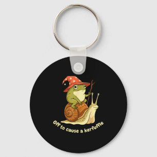 Off To Cause A Kerfuffle Funny Cowboy Frog Meme Key Ring
